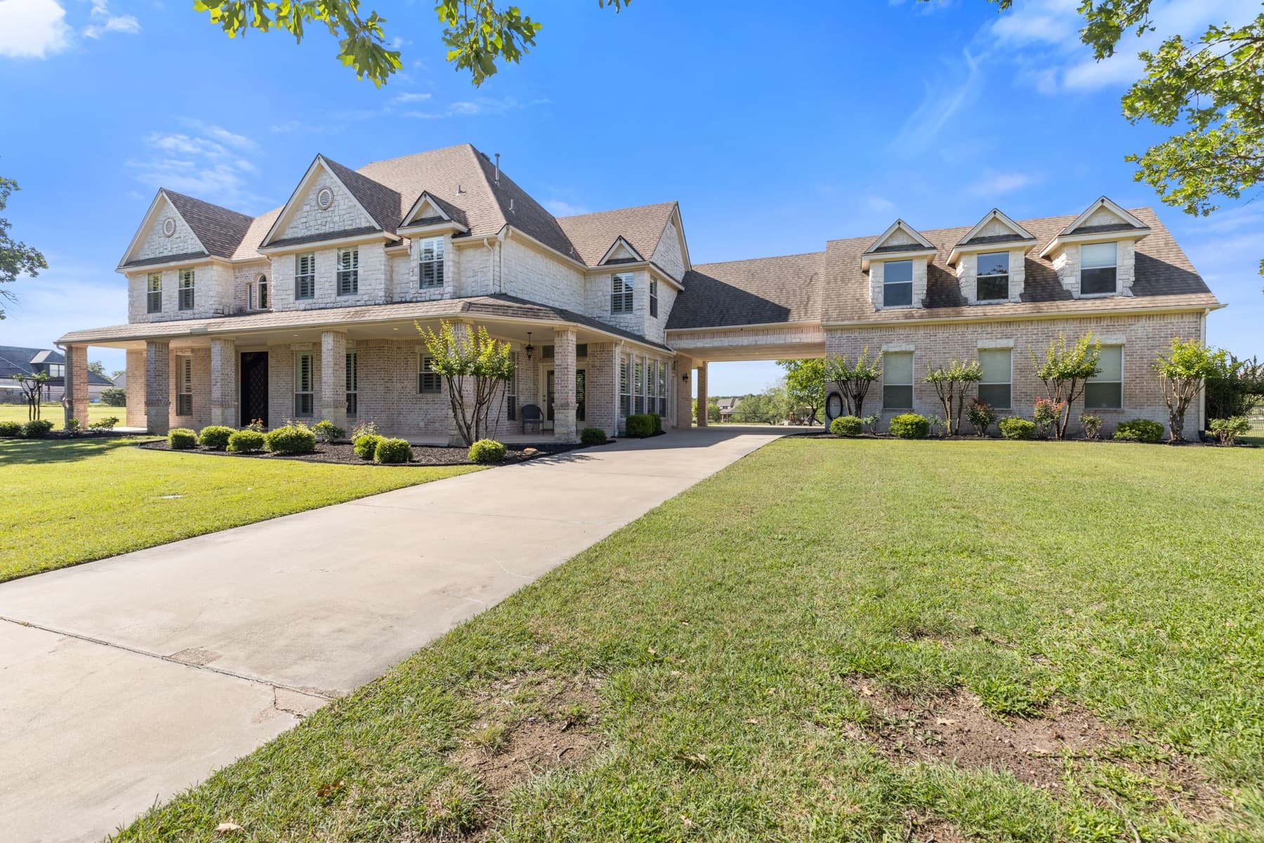Front elevation of a North Texas luxury estate